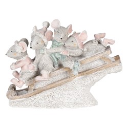 Clayre & Eef Statuetta Mouse 15x5x11 cm Grigio Poliresina Mouse