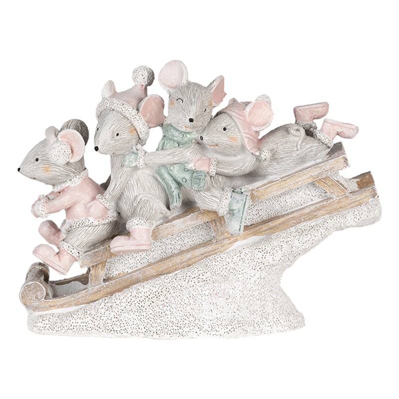 Clayre & Eef Figur Maus 15x5x11 cm Grau Polyresin Maus