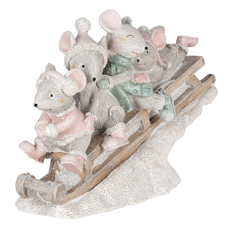 Clayre & Eef Figur Maus 15x5x11 cm Grau Polyresin Maus