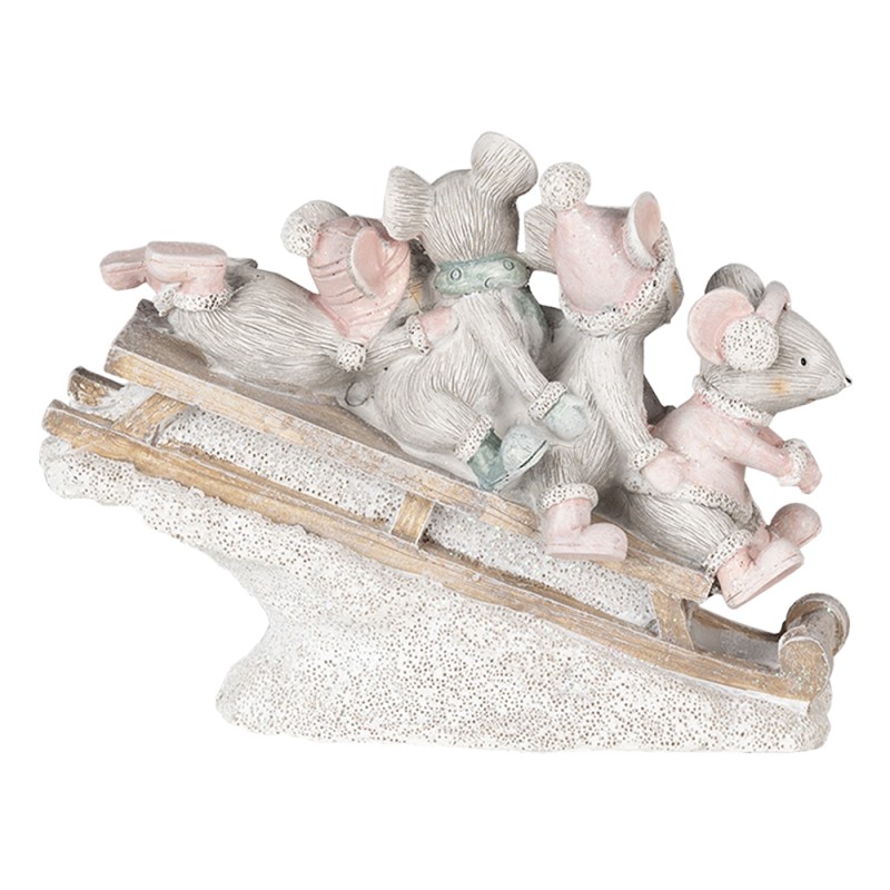 Clayre & Eef Figurine Souris 15x5x11 cm Gris Polyrésine Souris