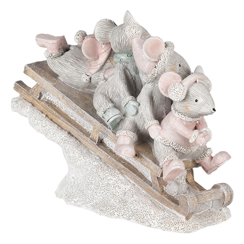 Clayre & Eef Figurine Souris 15x5x11 cm Gris Polyrésine Souris