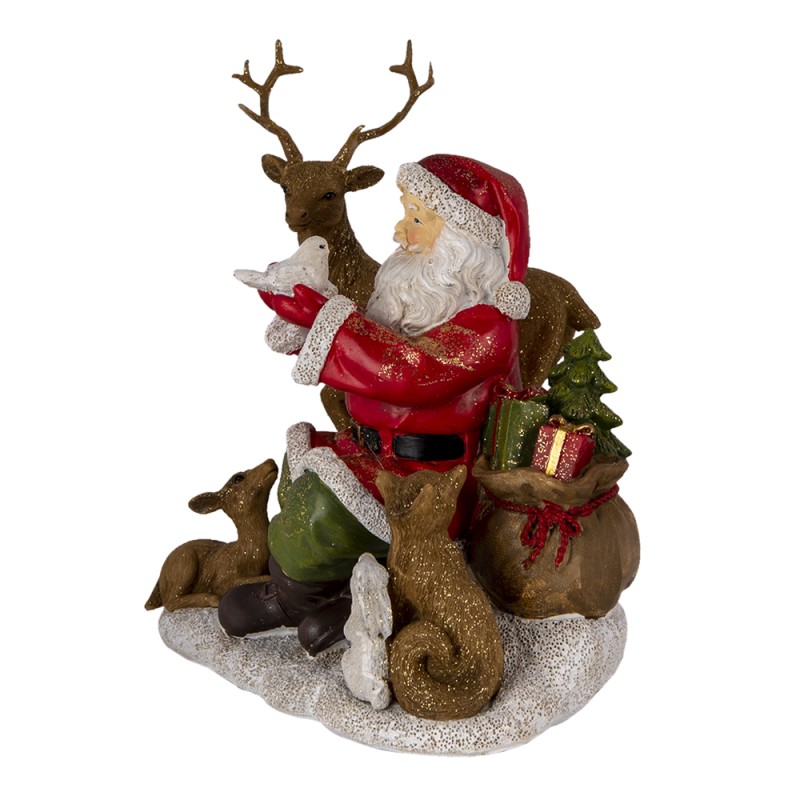 Clayre & Eef Figurine Père Noël 18x13x19 cm Rouge Marron Polyrésine