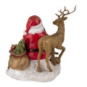 Clayre & Eef Figurine Père Noël 18x13x19 cm Rouge Marron Polyrésine