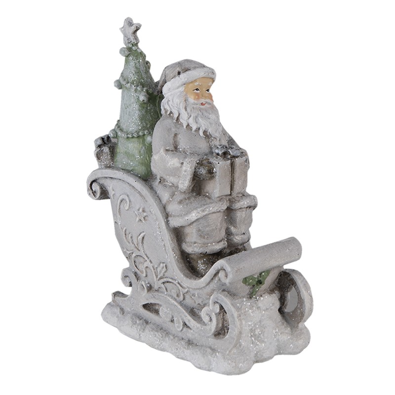 Clayre & Eef Figurine Père Noël 10x6x13 cm Gris Polyrésine