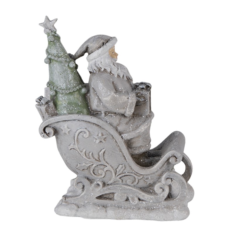 Clayre & Eef Figurine Père Noël 10x6x13 cm Gris Polyrésine