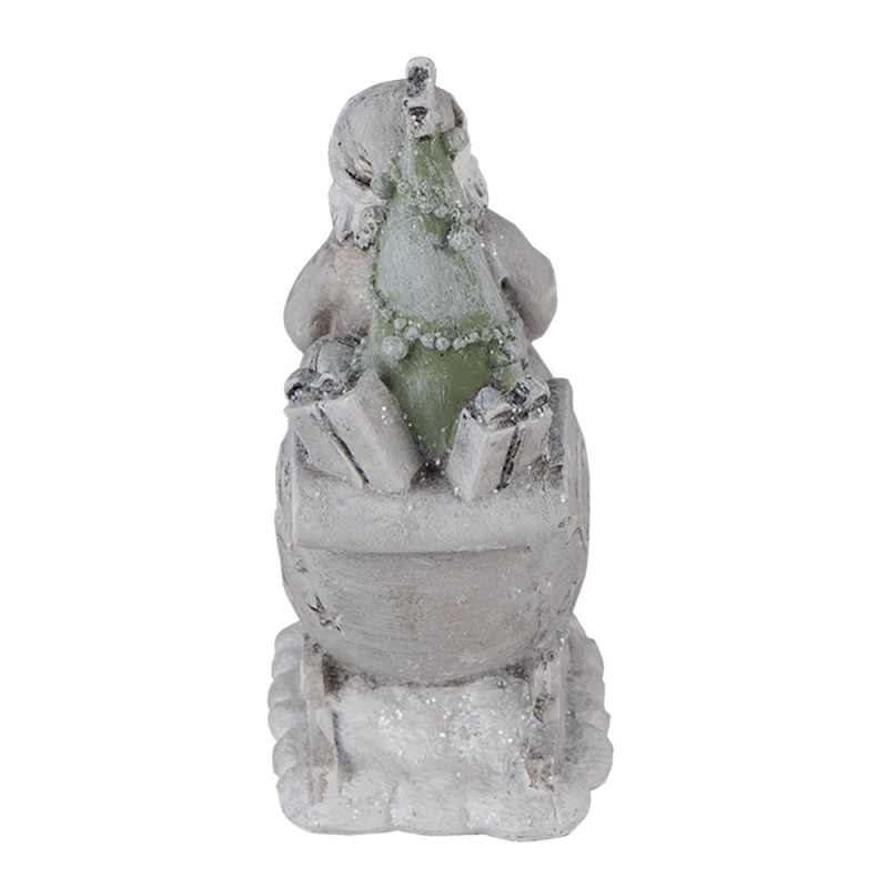 Clayre & Eef Figurine Santa Claus 10x6x13 cm Grey Polyresin