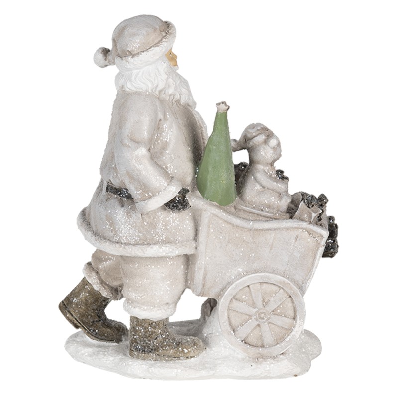 Clayre & Eef Figur Weihnachtsmann 12x8x15 cm Silberfarbig Kunststoff