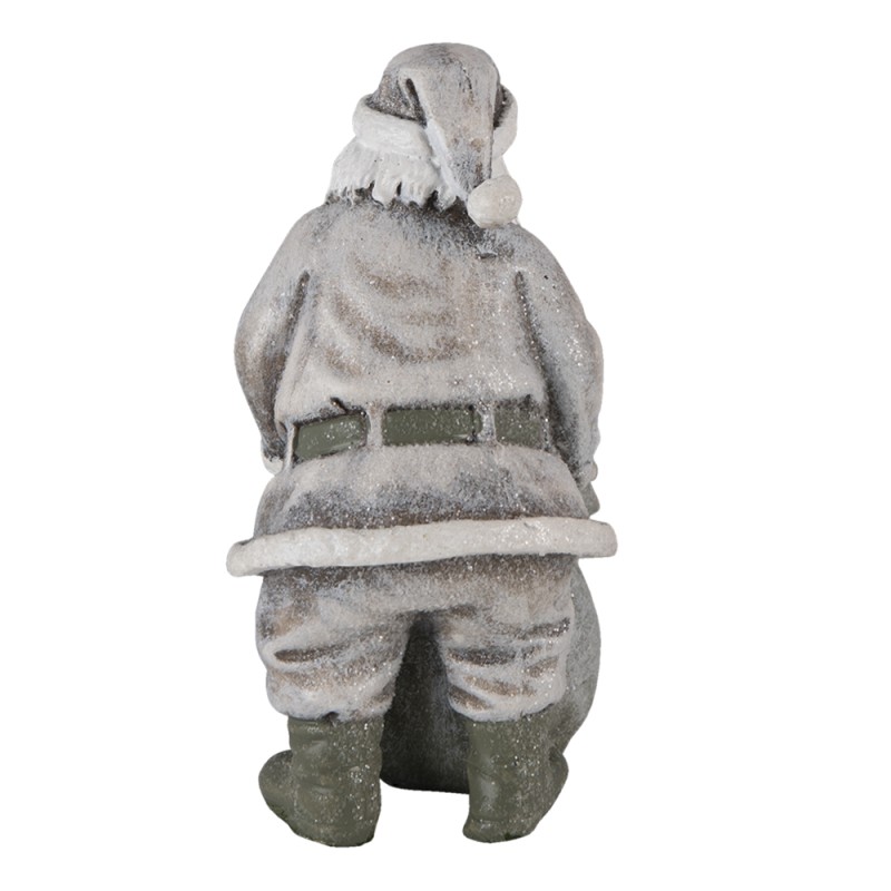 Clayre & Eef Beeld Kerstman 10x7x13 cm Grijs Wit Polyresin
