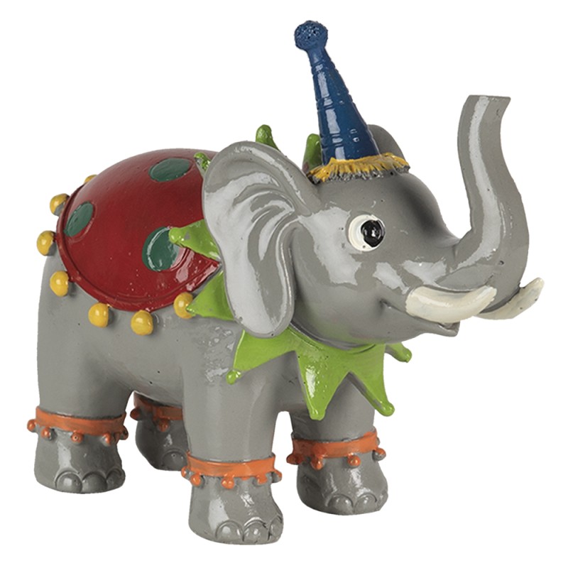 Clayre & Eef Figurine Elephant 13x6x11 cm Red Grey Polyresin