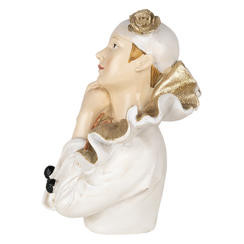 Clayre & Eef Figur Clown 11x11x15 cm Weiß Goldfarbig Polyresin