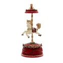 Clayre & Eef Musikbox Pferd Ø 9x21 cm Rot Polyresin