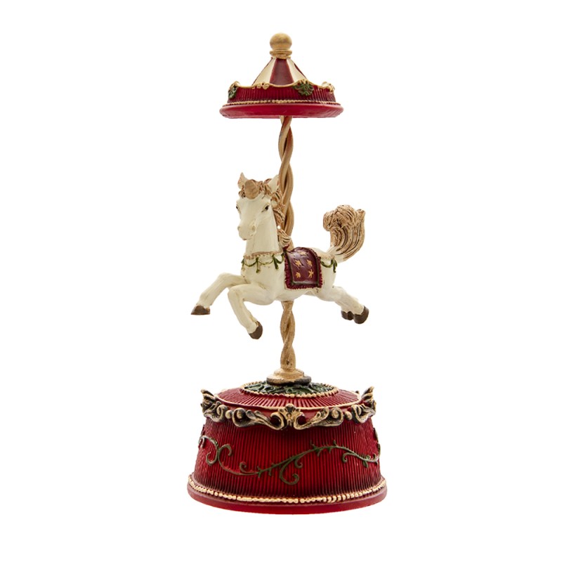 Clayre & Eef Musikbox Pferd Ø 9x21 cm Rot Polyresin