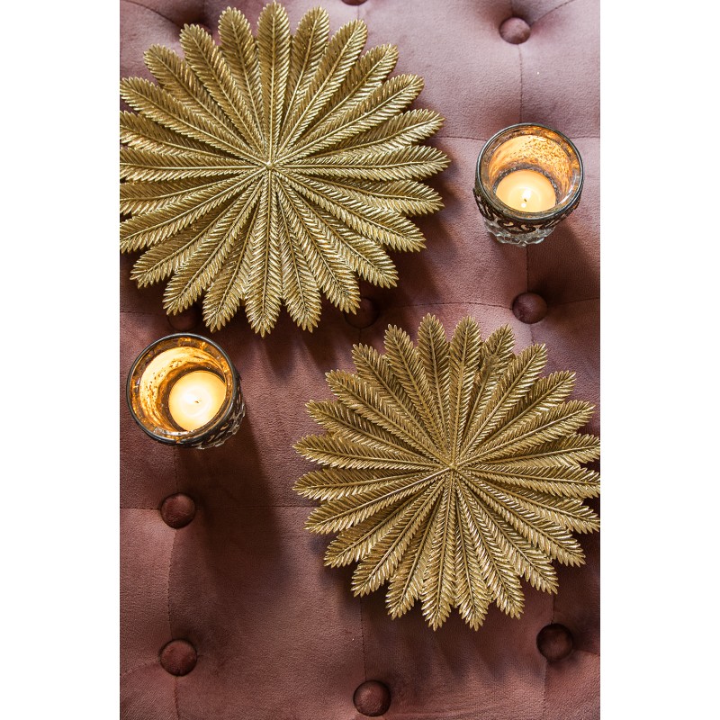 Clayre & Eef Dekoration Schale Ø 25x1 cm Goldfarbig Kunststoff Rund Zweigen