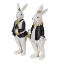 Clayre & Eef Statuetta Coniglio 4x4x10 cm Nero Bianco  Plastica