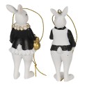 Clayre & Eef Statuetta Coniglio 4x4x10 cm Nero Bianco  Plastica
