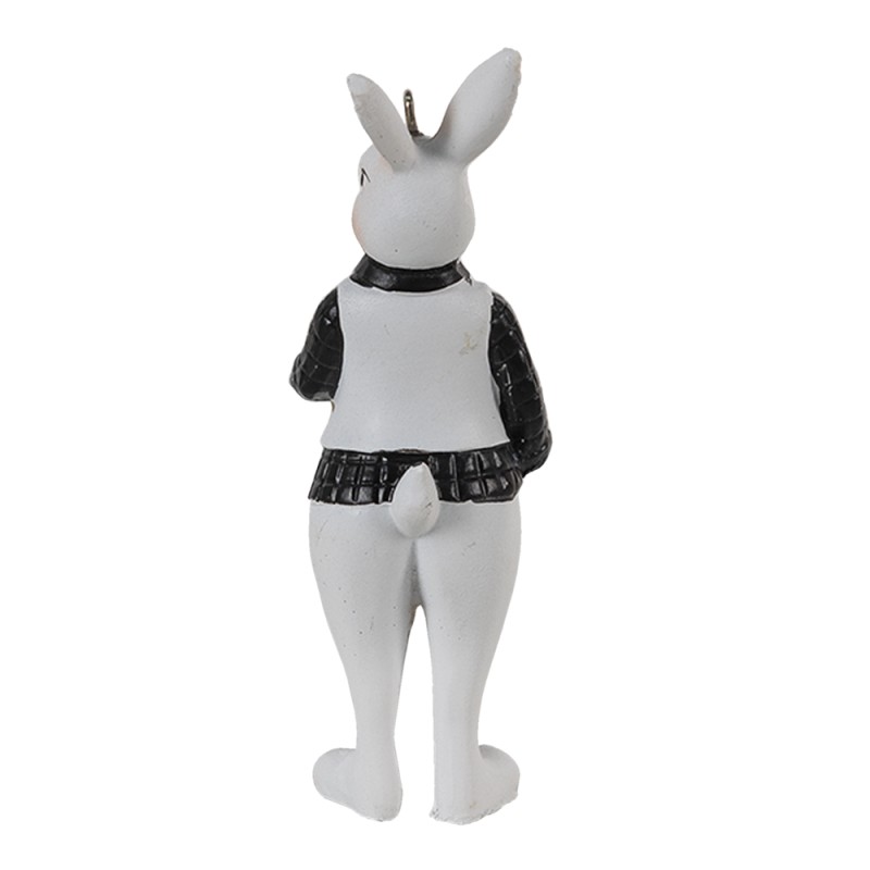 Clayre & Eef Statuetta Coniglio 4x4x10 cm Nero Bianco  Plastica