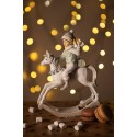 Clayre & Eef Ornement de Noël Cheval à bascule 20 cm Beige Plastique