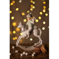 Clayre & Eef Ornamento Natalizio Cavallo a dondolo 20 cm Beige Plastica