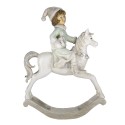 Clayre & Eef Figurine Cheval à bascule 26 cm Beige Vert Polyrésine