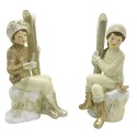 Clayre & Eef Beeld set van 2 Kinderen 18 cm Beige Goudkleurig Polyresin