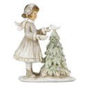 Clayre & Eef Beeld Kind 12 cm Wit Grijs Polyresin