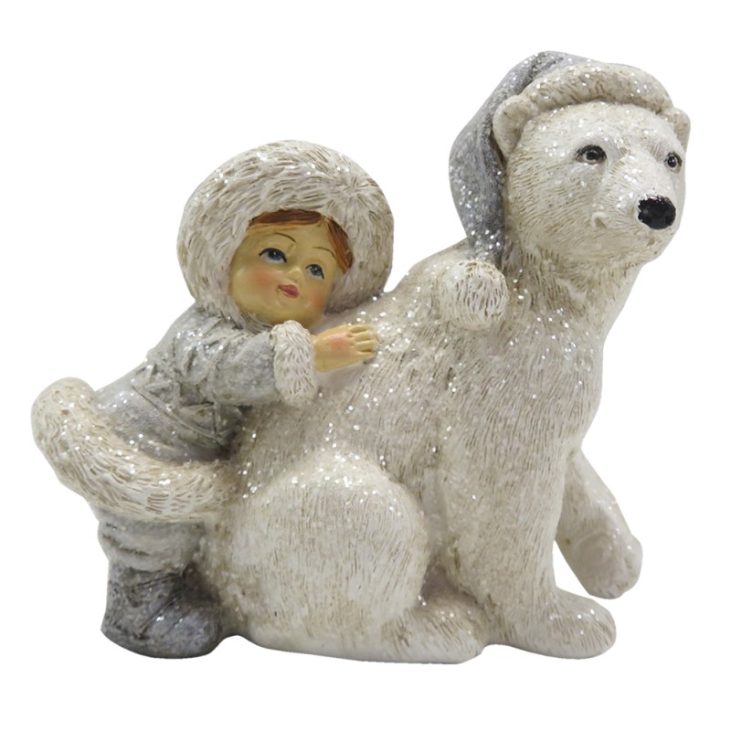 Clayre & Eef Beeld Kind 11 cm Wit Polyresin