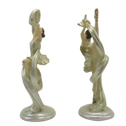 Clayre & Eef Figur 2-er Set Ballerina 18 cm Beige Goldfarbig Polyresin