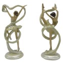 Clayre & Eef Figurine Set de 2 Ballerine 18 cm Beige Couleur or Polyrésine
