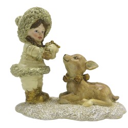 Clayre & Eef Beeld Kind 12 cm Goudkleurig Polyresin