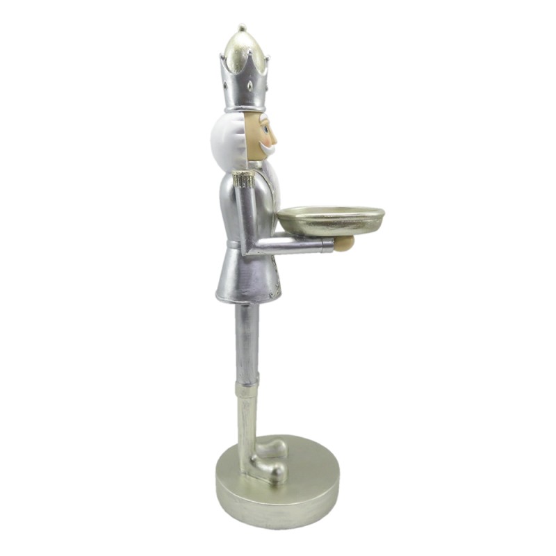 Clayre & Eef Figurine Nutcracker 40 cm Silver colored White Polyresin