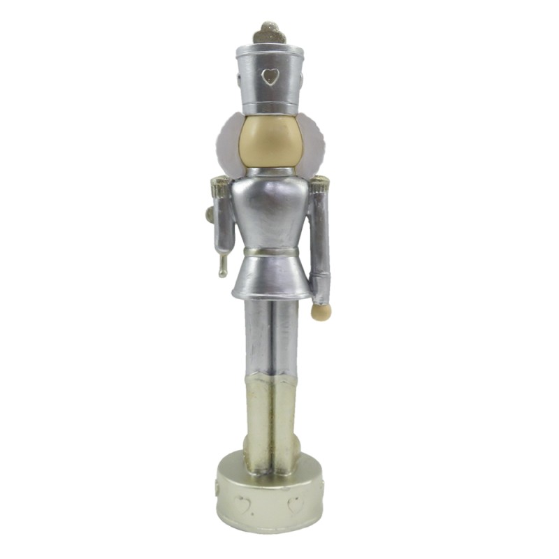 Clayre & Eef Beeld Notenkraker 24 cm Zilverkleurig Wit Polyresin