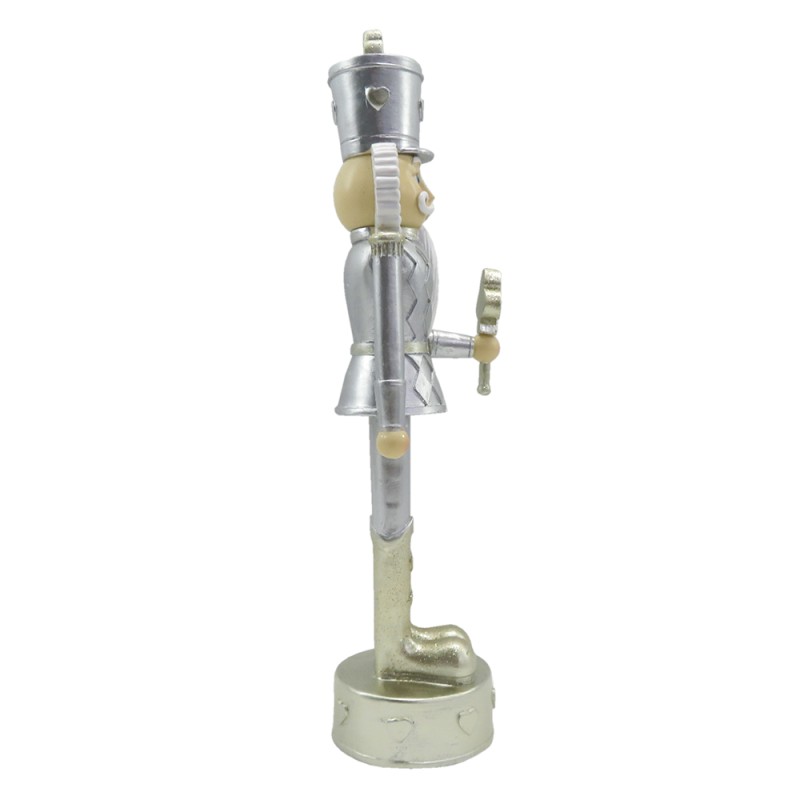 Clayre & Eef Beeld Notenkraker 24 cm Zilverkleurig Wit Polyresin