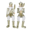 Clayre & Eef Figur 2-er Set Nussknacker 12 cm Goldfarbig Weiß Polyresin