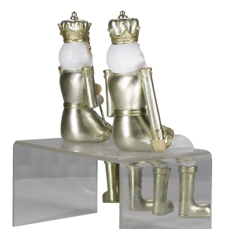 Clayre & Eef Figur 2-er Set Nussknacker 12 cm Goldfarbig Weiß Polyresin