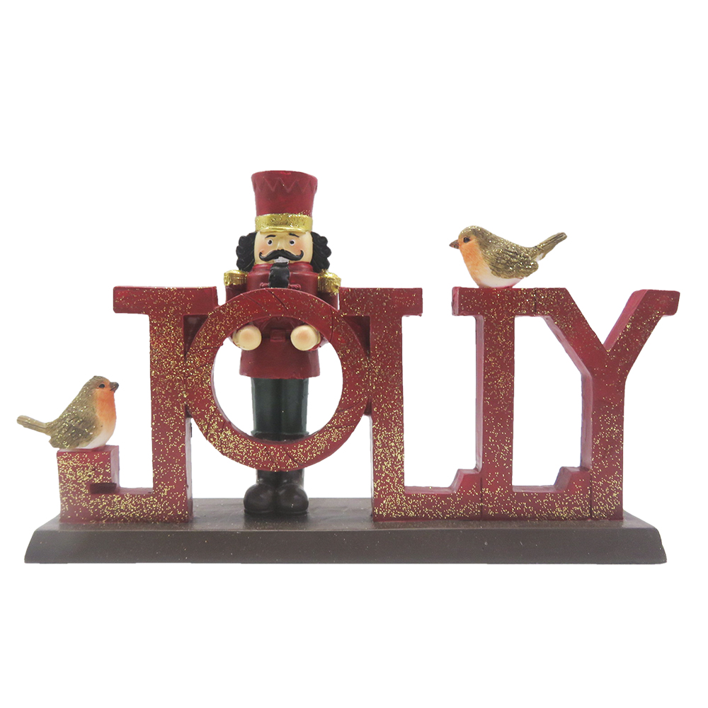 Clayre&Eef Beeld Notenkraker 18 cm Rood Kunststof afbeelding