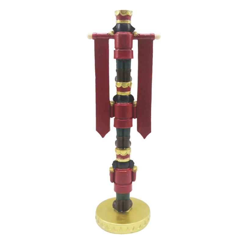 Clayre & Eef Figur Nussknacker 30 cm Rot Goldfarbig Polyresin Merry Christmas
