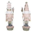 Clayre & Eef Figurine Set de 2 Casse-noisette 23 cm Rose Blanc Polyrésine