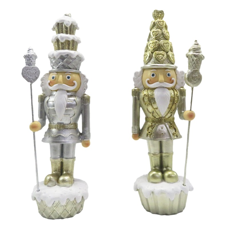 Clayre & Eef Statuette Set di 2 Schiaccianoci 23 cm Color oro Poliresina
