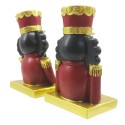 Clayre & Eef Haken für Weihnachtssocke 2er Set Nussknacker 12 cm Rot Goldfarbig Kunststoff