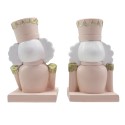 Clayre & Eef Haken für Weihnachtssocke 2er Set Nussknacker 12 cm Rosa Weiß Kunststoff
