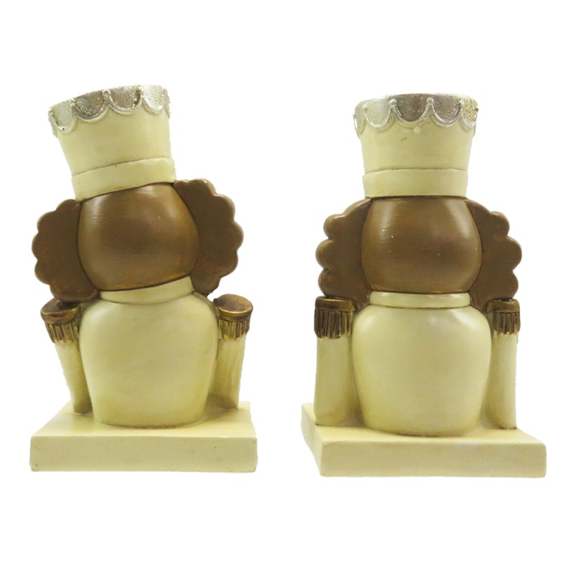 Clayre & Eef Hook Christmas Stocking Set of 2 Nutcracker 12 cm Beige Brown Plastic