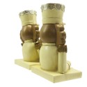 Clayre & Eef Hook Christmas Stocking Set of 2 Nutcracker 12 cm Beige Brown Plastic