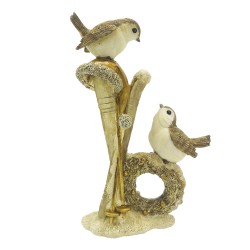 Clayre & Eef Statuetta Uccello 18 cm Color oro Poliresina