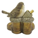 Clayre & Eef Figur Vogel 9 cm Goldfarbig Polyresin