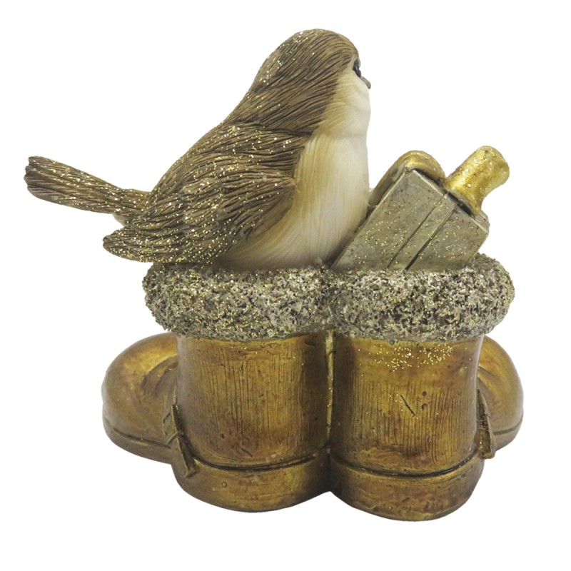 Clayre & Eef Figur Vogel 9 cm Goldfarbig Polyresin