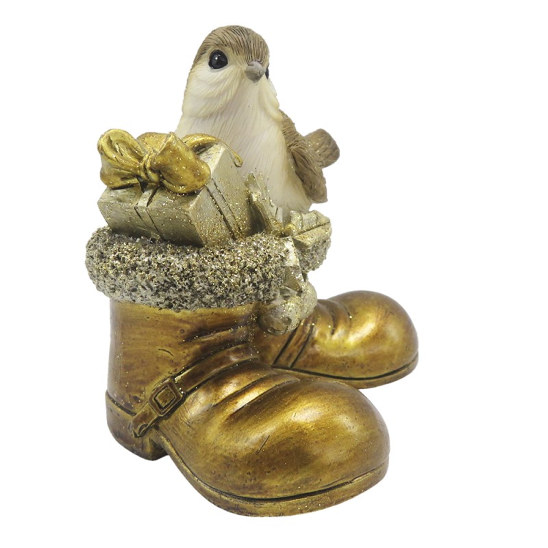 Clayre & Eef Figur Vogel 9 cm Goldfarbig Polyresin