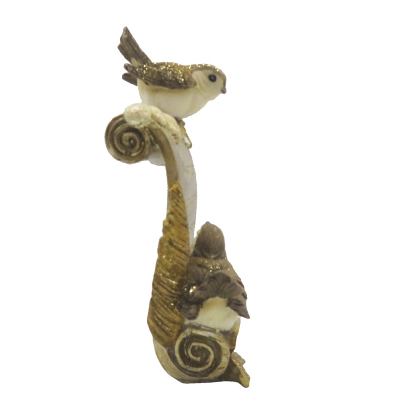 Clayre & Eef Figurine Bird 15 cm Gold colored Brown Polyresin Merry Christmas