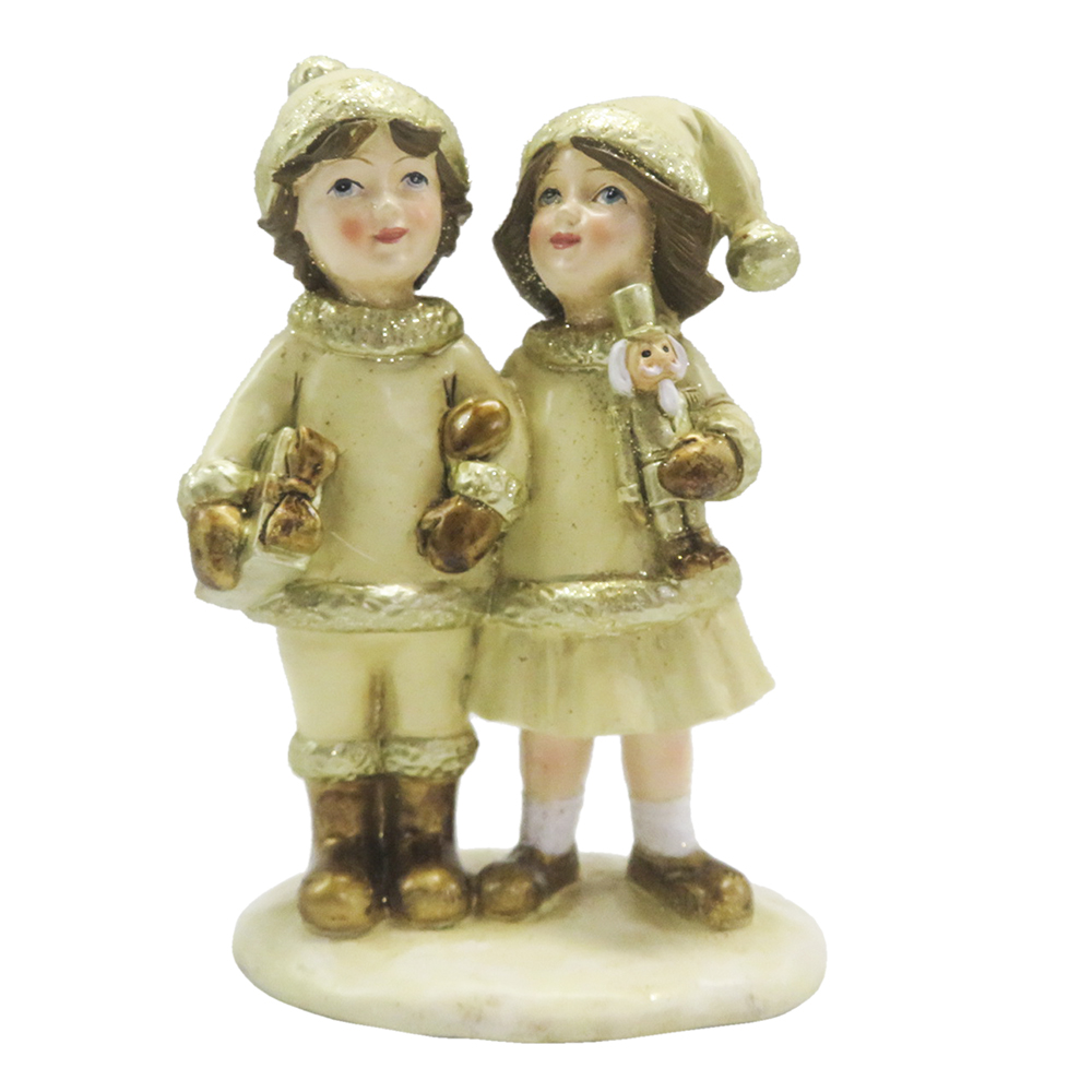 Clayre & Eef Beeld Kinderen 15 cm Beige Goudkleurig Polyresin afbeelding 1