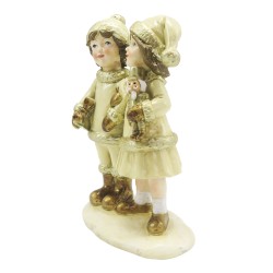 Clayre & Eef Statuetta Bambini 15 cm Beige Color oro Poliresina