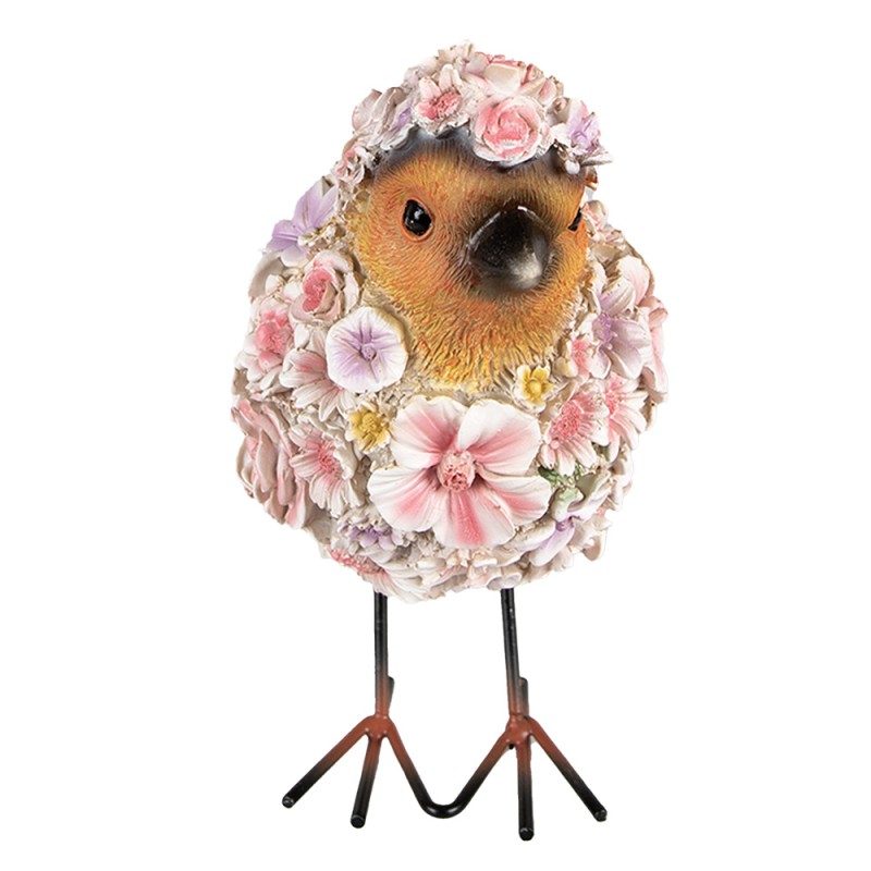 Clayre & Eef Figur Vogel 11x17x18 cm Rosa Polyresin Blumen